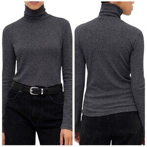 Gap Modern Ribbed Turtleneck XS Dark Gray Stretch Cropped Top